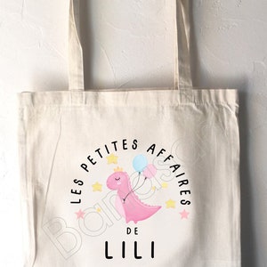 Tote Bag personnalisé pour Enfant, tote bag école, sac de toile cabas, sac à doudou, sac pour habits enfant, tote bag crêche motif Dinosaure