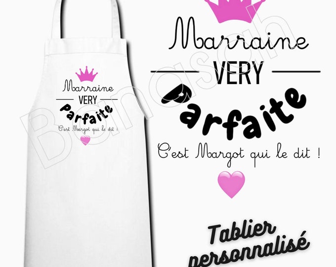 White customizable kitchen apron, Gift idea for mom, grandma, godmother, aunt, grandmother, mistress, nanny, aunt, colleague, atsem...