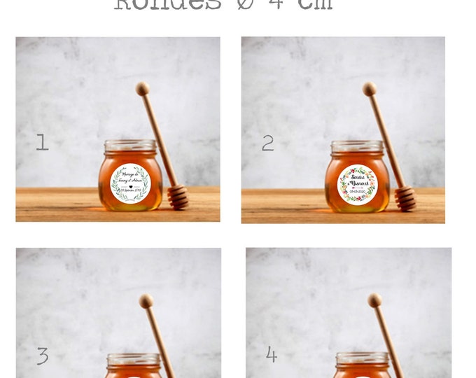 Personalized Round 4cm self-adhesive labels, Baptism label, wedding label, Baptism, communion, jam jar label, honey