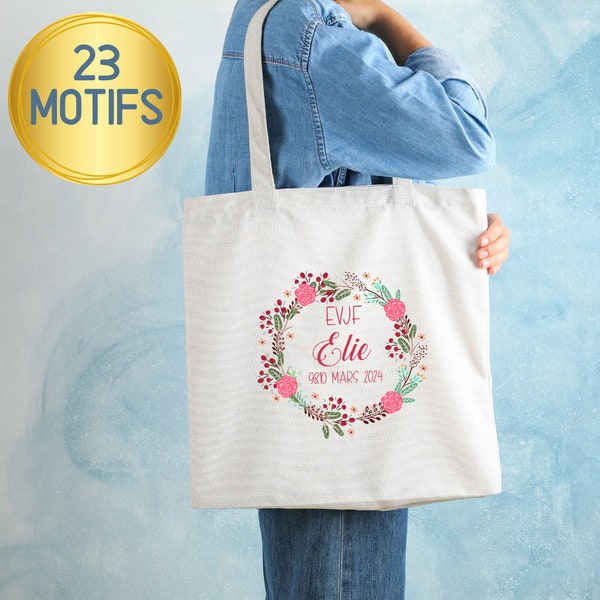 Sac EVJF personnalisé au prénom, date de votre choix !  Cadeau témoin, demoiselle d'honneur, future mariée,  mariage, Tote bag, pochette