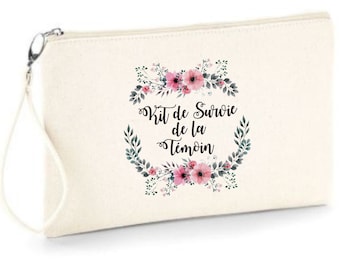 Zipped pouch "Bridal Survival Kit" to offer! witness wedding Country theme, Boho, Flowers