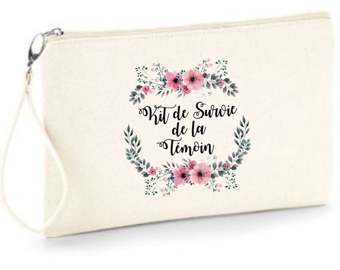 Zipped pouch "Bridal Survival Kit" to offer! witness wedding Country theme, Boho, Flowers