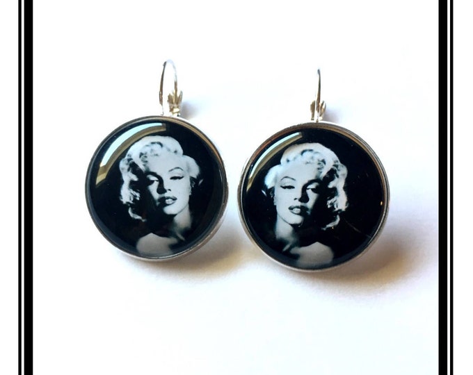 Earrings original & unique "Marilyn Monroe" black and white, Black ' n White