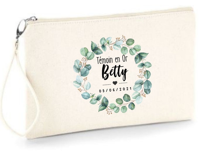 Zipped pouch for Witness or Bridesmaid! Practical and personalized gift Wedding