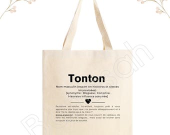 Personalized tote bag "Uncle", tote bag, cotton canvas bag, ecru color, canvas, gift, definition, family