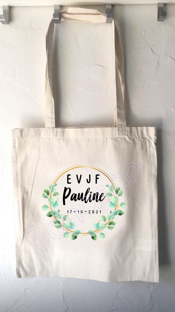 Personalised cotton tote bag for bachelorette party with first name, date  of your choice! handmade wedding wedding EVJF