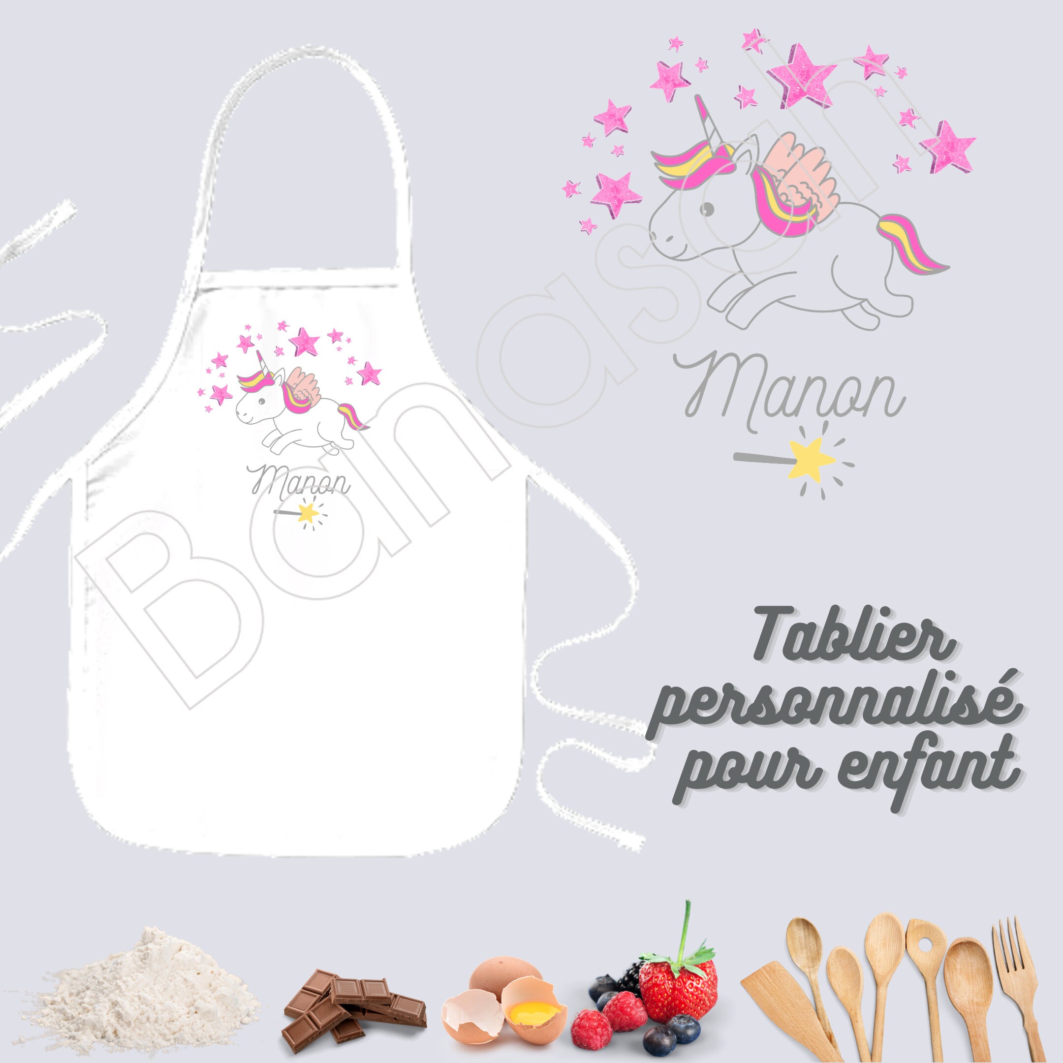 Tablier de Cuisine Personnalisable Pour Enfant/Junior, Idée Cadeau Personnalisé Anniversaire, Noël O