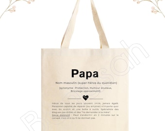 Personalized tote bag "Dad", tote bag, cotton canvas bag, ecru color, canvas, gift, definition, family