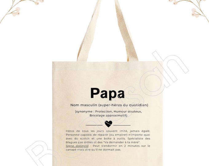 Personalized tote bag "Dad", tote bag, cotton canvas bag, ecru color, canvas, gift, definition, family