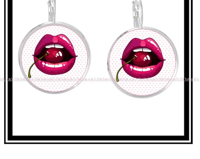 Earrings "Mouth & cherry"
