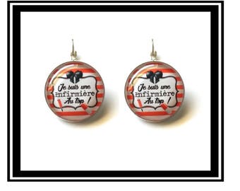 Earrings "I'm a nurse at the top!"  Health, nursing, personalized help, thank you gift