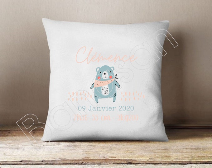 Birth cushion cover to customize, perfect gift to decorate a baby's room!