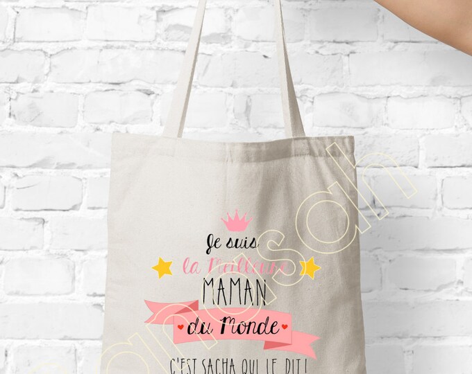 Tote custom bag "I am the Best Mom of the World" shopping bag, Available for Granny, Godmother, Tata, Nanny, Mistress ...