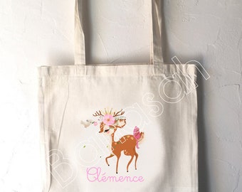 Personalized Tote Bag for Child, school tote bag, canvas bag tote, blanket bag, bag for children's clothes, tote bag crêche, unicorn