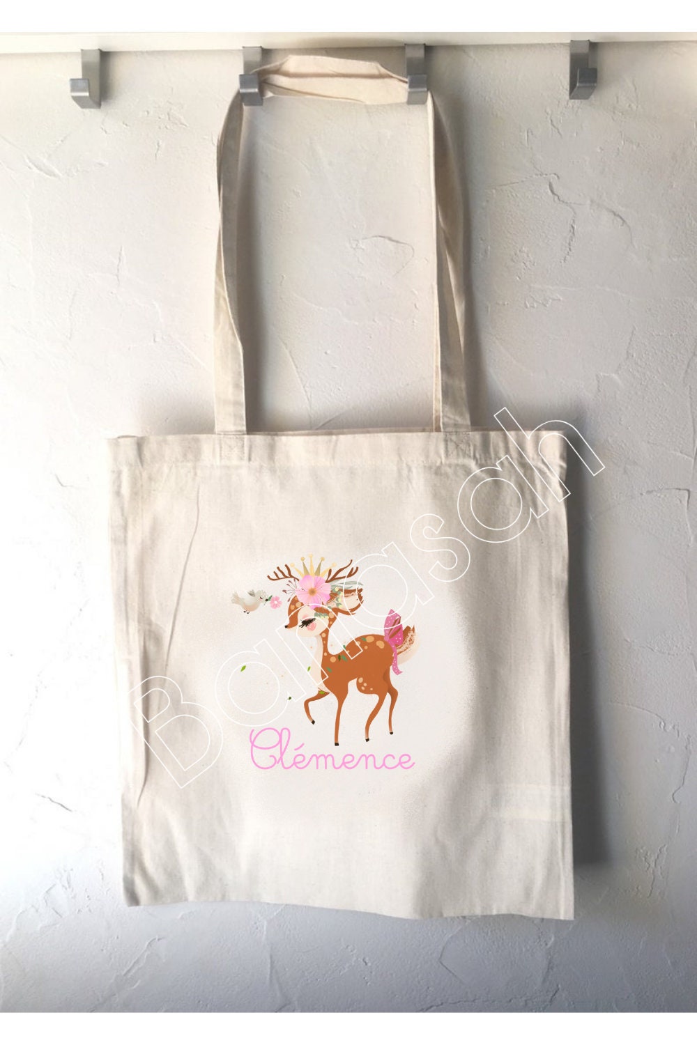 Tote Bag Licorne à Strass Personnalisé - Sac Fourre-tout Fille 41x35 Cm - Coton 140g/m² - Idéal Sport Et école
