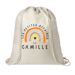 Sac à dos en coton personnalisé " Les Petites Affaires de ..." école, sac de toile, cabas, sac à doudou , sac pour habits enfant, crêche