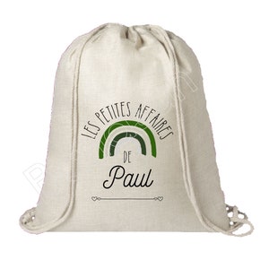 Sac à dos en coton personnalisé " Les Petites Affaires de ..."  école, sac de toile, cabas, sac à doudou , sac pour habits enfant, crêche