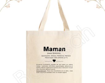 Personalized tote bag "Mom", tote bag, cotton canvas bag, ecru color, canvas, gift, definition, family