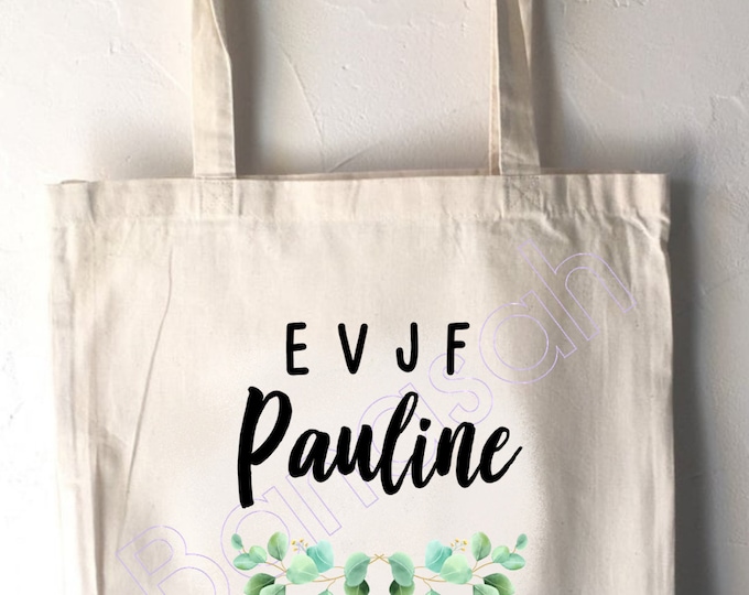 Personalised cotton tote bag for bachelorette party with first name, date of your choice!   handmade wedding wedding EVJF