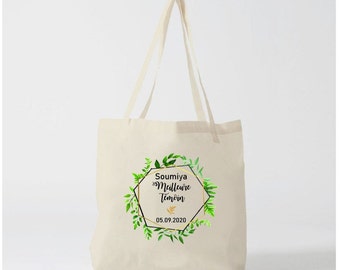 Tote Bag custom cotton Witness gift, bridesmaid with first name, date of your choice! marriage EVJF Bride