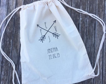 Backpack personalized bachelorette party, bachelorette girl 100% cotton with drawstring. Sending quick wedding bride tea light