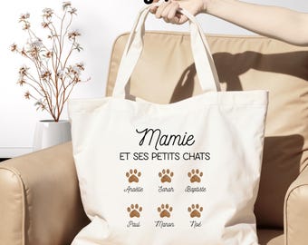 Personalized Maxi Tote Bag – Original grandmother gift with grandchildren's first names Available for Teacher, Atsem, Nanny, Mom, Godmother