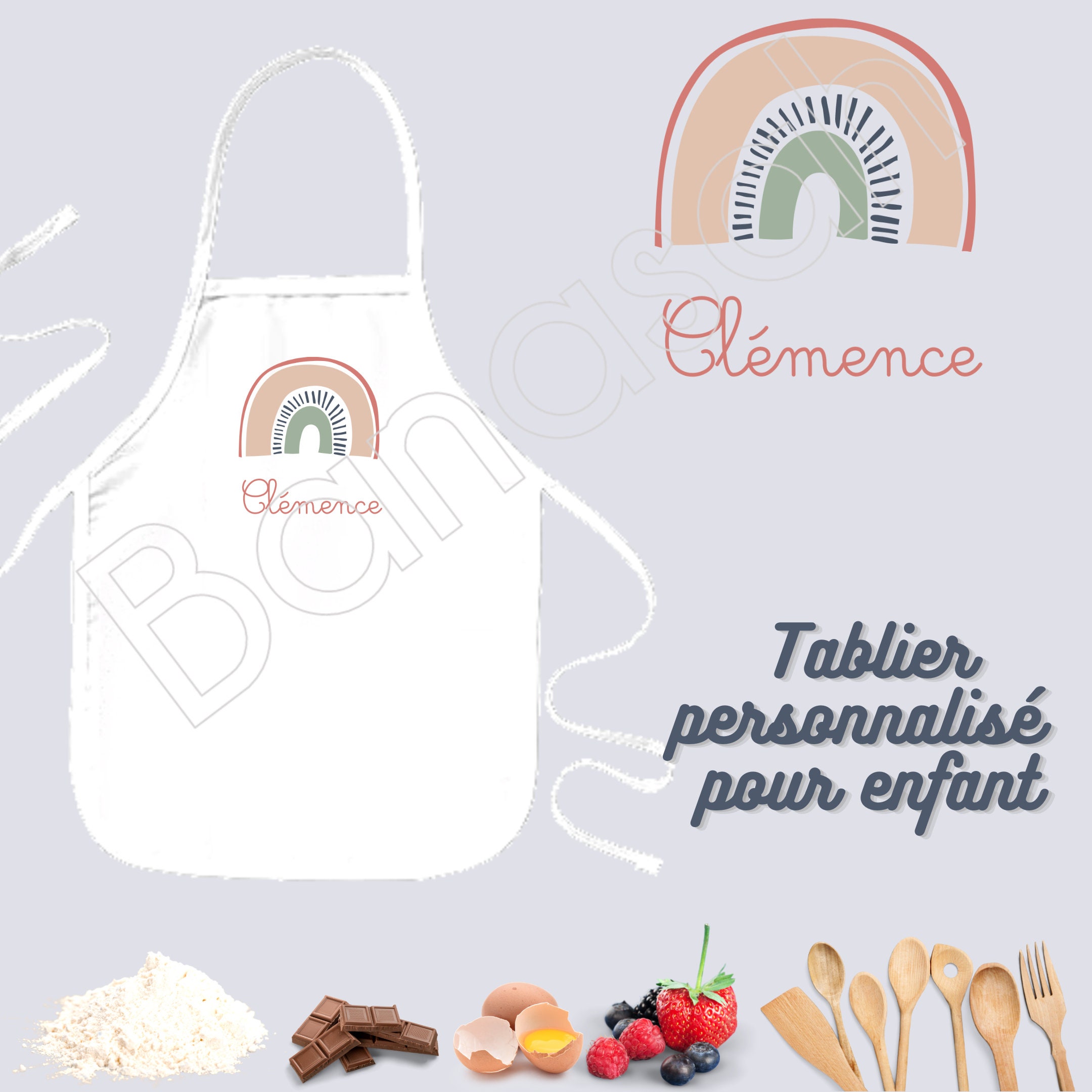 Tablier de Cuisine Personnalisable Pour Enfant/Junior, Idée Cadeau Personnalisé Anniversaire, Noël O