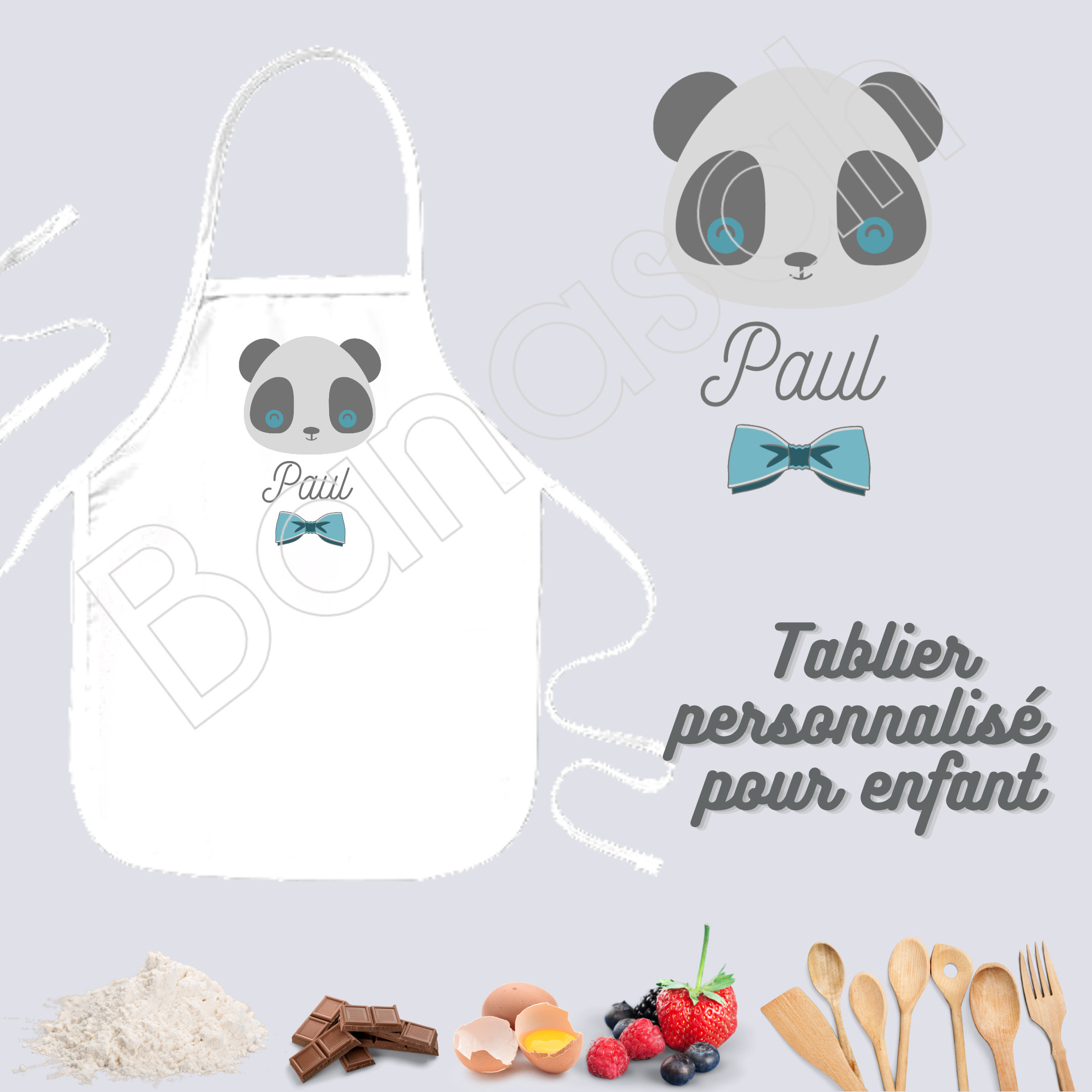 Tablier de Cuisine Personnalisable Pour Enfant/Junior, Idée Cadeau Personnalisé Anniversaire, Noël O