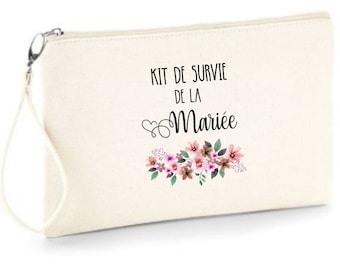 Zippered “Survival Kit” pouch as a gift! For the future Bride, witnesses and/or Bridesmaids, boho, country wedding