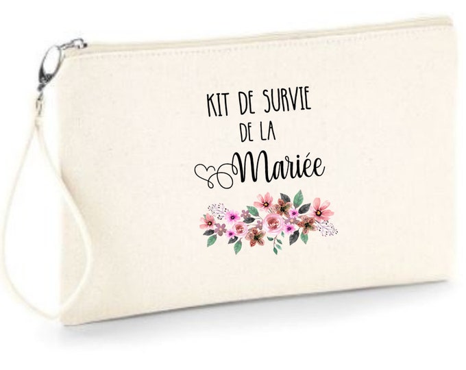 Zippered “Survival Kit” pouch as a gift! For the future Bride, witnesses and/or Bridesmaids, boho, country wedding