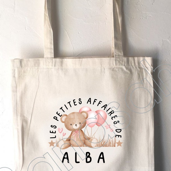 Tote Bag personnalisé pour Enfant, tote bag école, sac de toile cabas, sac à doudou, sac pour habits enfant, tote bag crêche