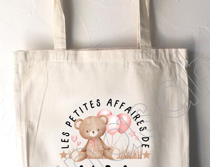 Personalized tote bag for children, school tote bag, canvas tote bag, cuddly toy bag, bag for children's clothes, nursery tote bag