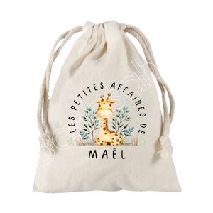 Grande Pochette à liens coulissants personnalisée au prénom de  votre choix 100 % coton 25X30 cm