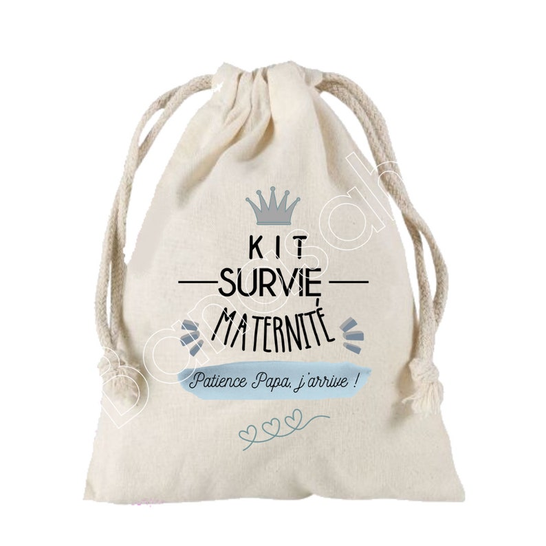 Survival kit for maternity, Tote, Zipped pouch, 100% cotton bag or pouch Future Dad, Future Mom, Baby Shower, birth gift image 9