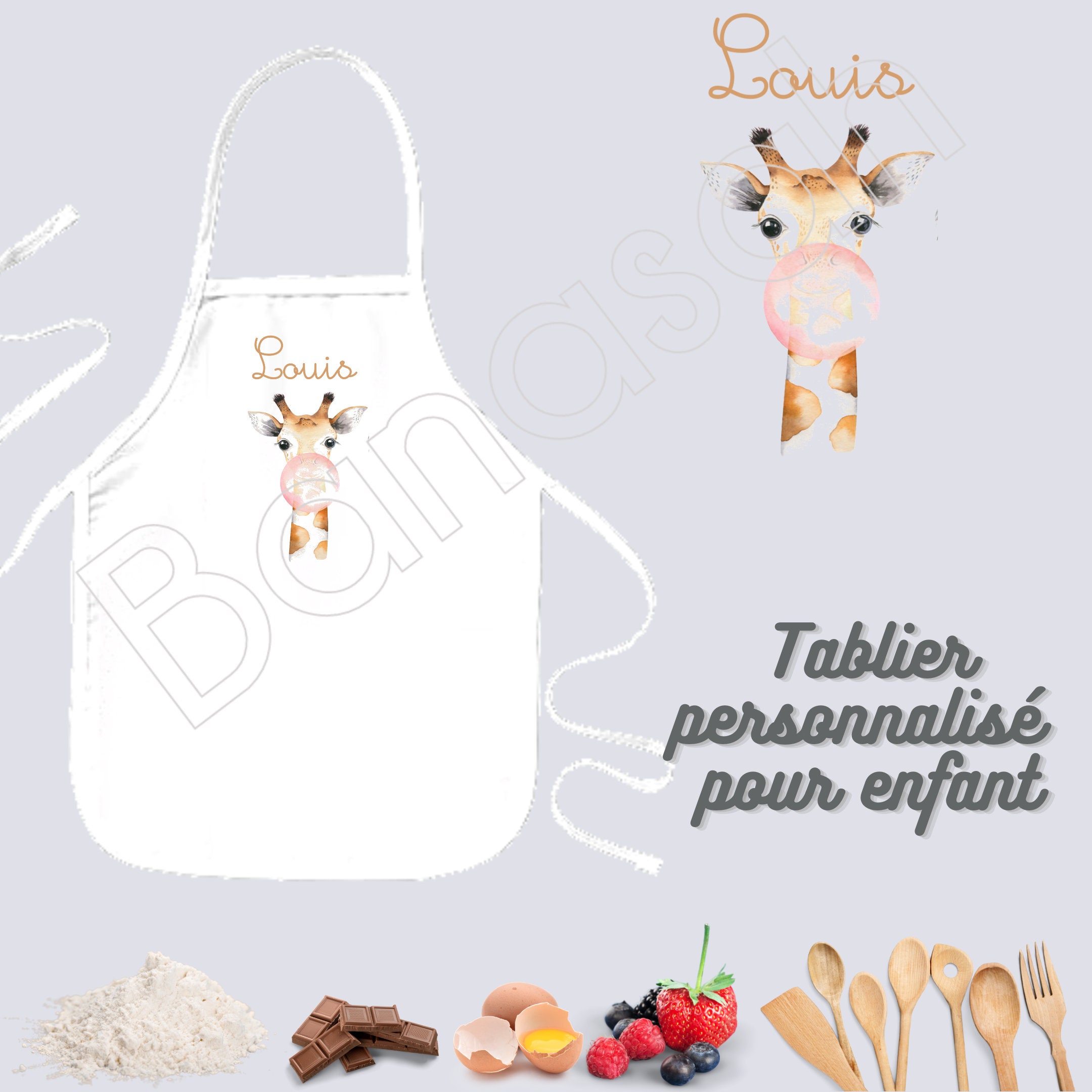 Tablier de Cuisine Personnalisable Pour Enfant/Junior, Idée Cadeau Personnalisé Anniversaire, Noël O