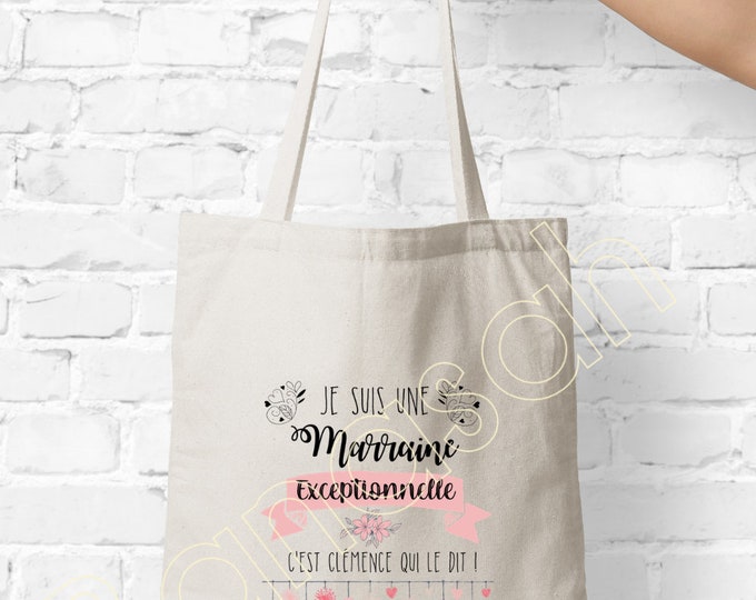 Personalized tote bag, shopping bag, Available for Granny, Mom, Godmother, Tata, Nanny, Mistress! Personalized & useful gift