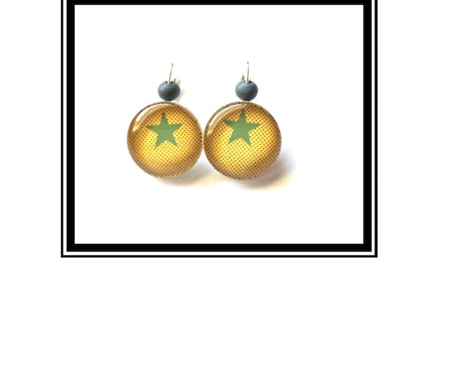 Earrings original & unique "Star" mustard khaki stars boho Bohemian