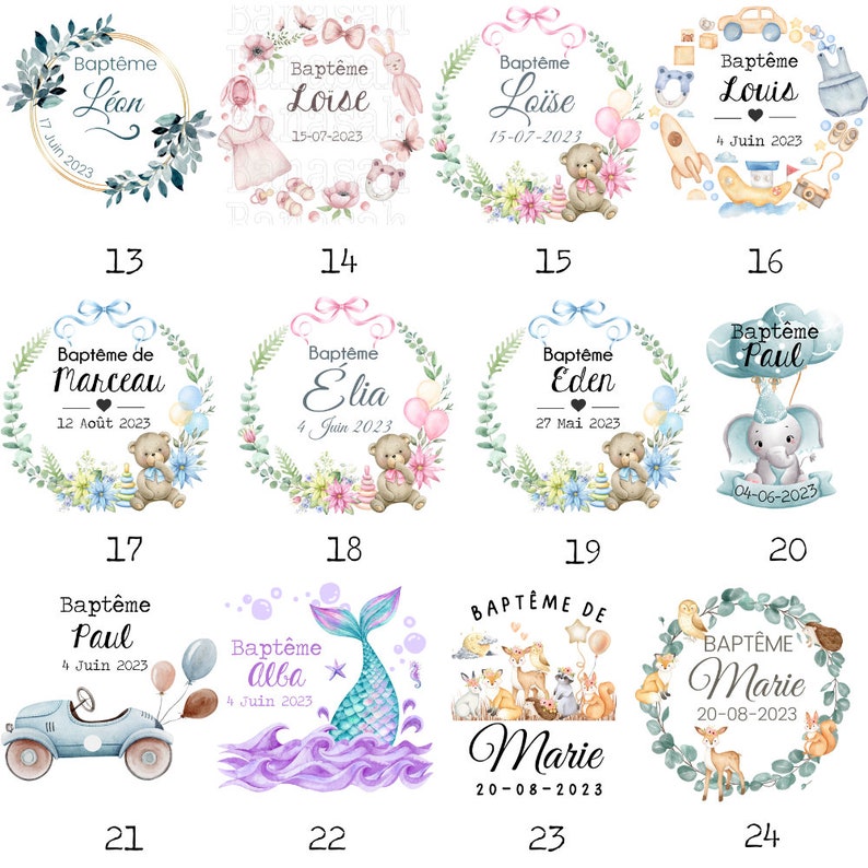 10 ou Pochons à dragées ou cadeaux personnalisés pour Cérémonies 48 Motifs, prix dégressifs , Mariage, Baptême, Communion image 3