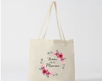 Bride's Cotton Team Tote Bag for Bachelor's Funeral! Wedding gift EVJF Temoin Personalised Bridesmaid