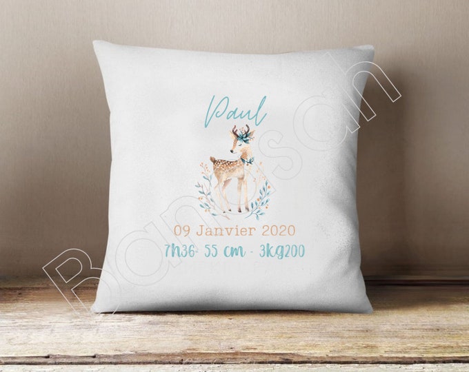 Birth cushion cover to customize, perfect gift to decorate a baby's room!