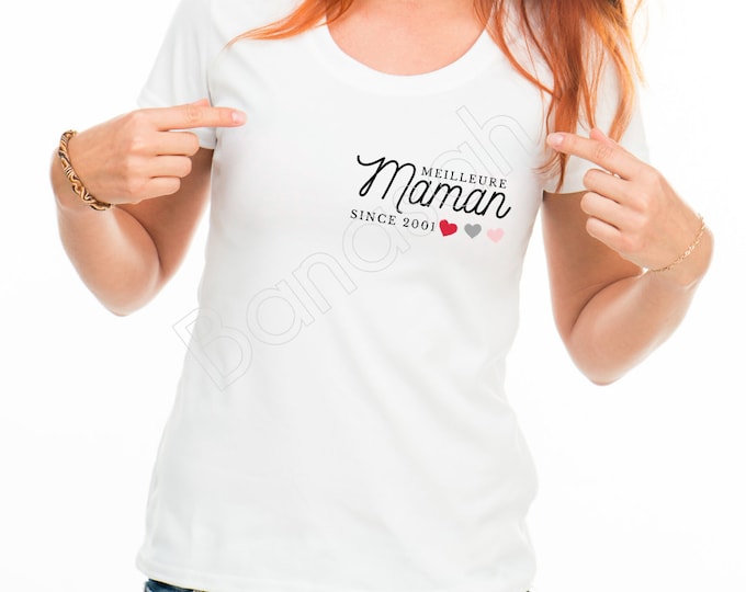 T-shirt "Best Mommy Since .... "Personalized gift with the year! White cotton T-shirt