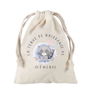 Grande Pochette à liens coulissants personnalisée au prénom de  votre choix 100 % coton
