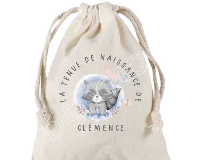 Large pocket with sliding links personalized to the first name of your choice 100% cotton