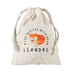 Grande Pochette à liens coulissants personnalisée au prénom de  votre choix 100 % coton 25X30 cm