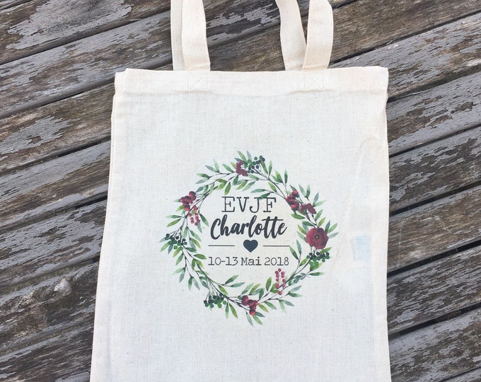 Personalized cotton bag for bachelorette party with the name, date of your choice!   Handmade wedding wedding bachelorette party