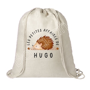 Sac à dos en coton personnalisé " Les Petites Affaires de ..." école, sac de toile, cabas, sac à doudou , sac pour habits enfant, crêche