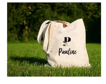 Tote bag "First name", tote bag, cotton canvas bag, color, canvas, gift for girlfriend, colleague, ...