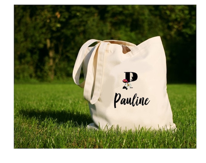 Tote bag "First name", tote bag, cotton canvas bag, color, canvas, gift for girlfriend, colleague, ...