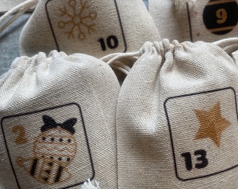 Eternal Advent Calendar 24 bags and/or its cotton storage bag! Traditional & magical countdown, Christmas, December,