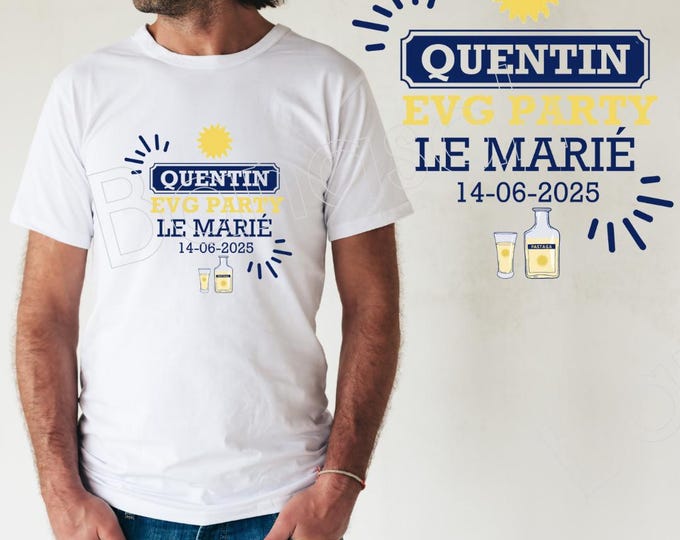 Personalized cotton t-shirt for EVG! witness wedding gift Bachelor party, man, best man, Pastis Ricard theme